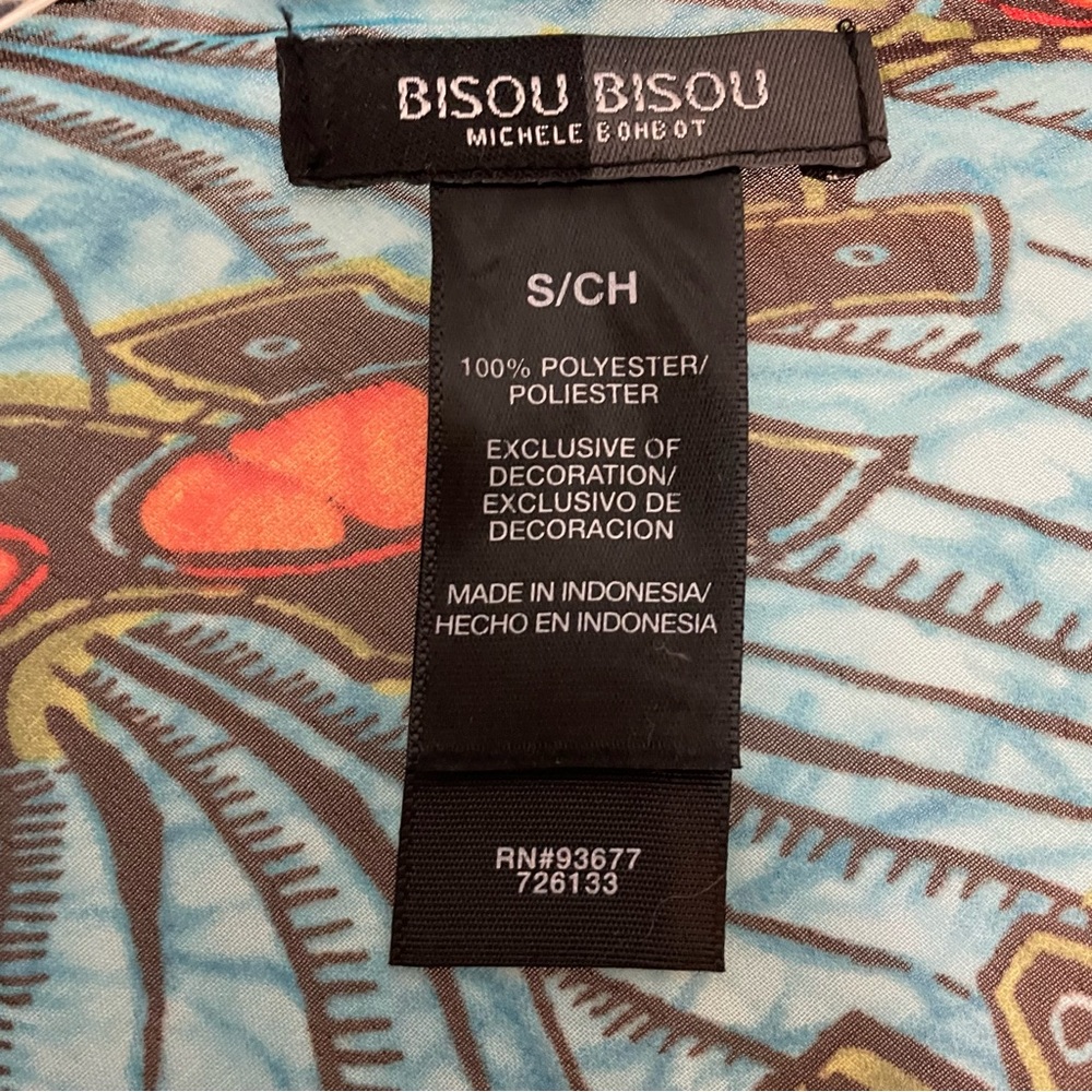 Bisou Bisou Boho Sheer Embellished 3/4 Sleeve Tunic Cover-up Dress - Picture 11 of 12